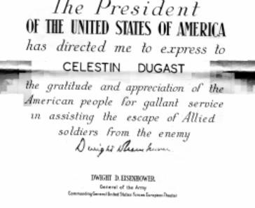 Témoignage de gratitude du Président des USA, signé de Dwight D. Eisenhower